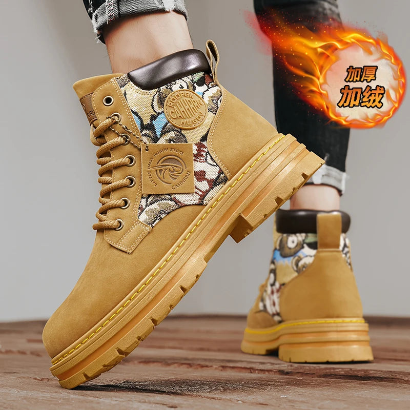 New autumn men shoes boots High Top Fashion Motorcycle Leather Shoes Outdoor leisure comfortable Boots male Lace-Up Botas