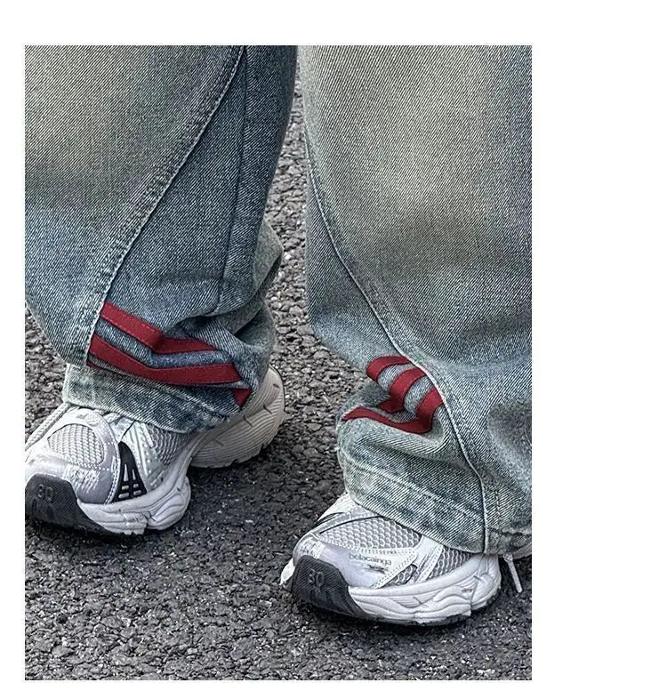 Spring 2026 Children Denim Pants YBFSKID Red Striped Spliced Toddler Kids Boys Jeans Little Baby Boys Trousers 2-10Y Boys Pants