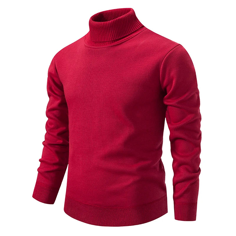 New Winter Turtleneck Sweater Thick Mens Casual Pullover Sweaters Solid Color Quality Warm Slim Turtleneck Sweaters Pullover Men