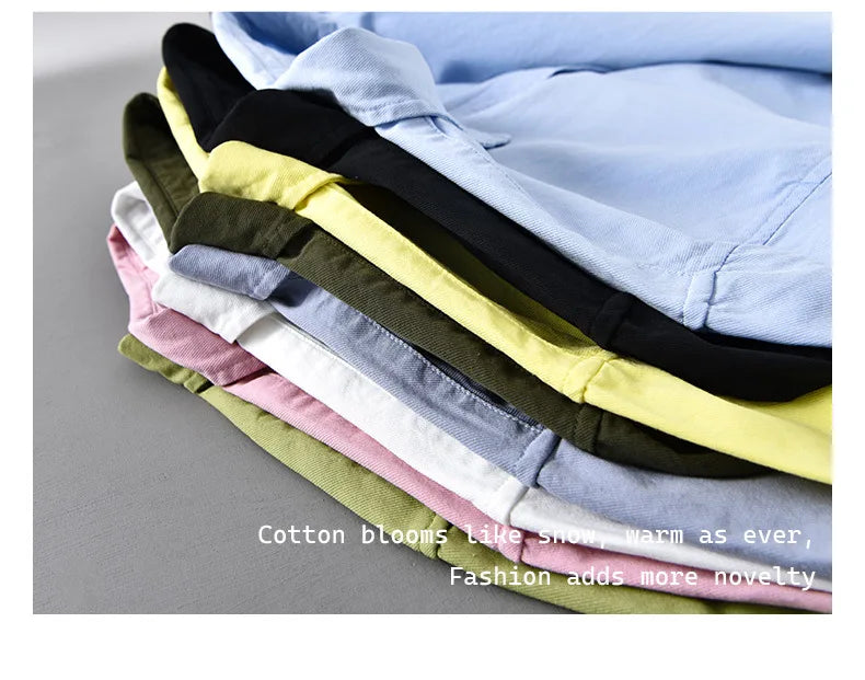 Basic Men's Long-Sleeve Cotton Shirt - Casual and Versatile Spring Style 100% Cotton Solid Color Casual Shirt