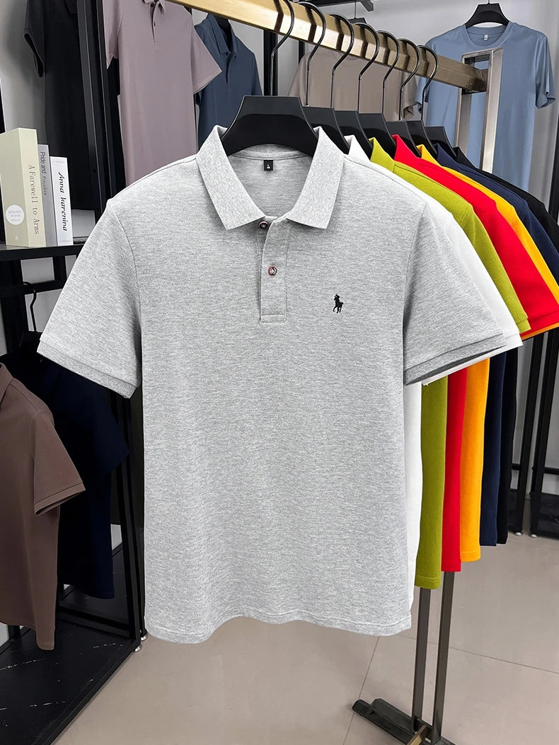 Premium Luxury Brand Men's Polo Shirt Lapel Horse Embroid Short Sleeve 100Cotton T-Shirt Business Office Golf Summer Men's Wear