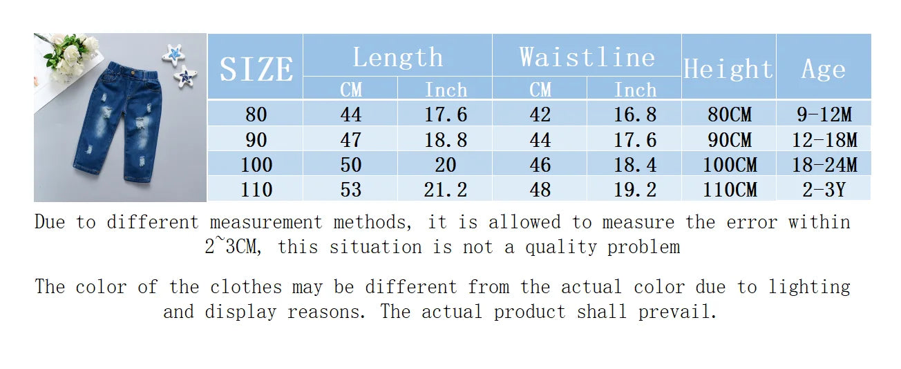 Children's Jeans Children's Clothing Autumn New Style Girls' Versatile Straight Tube Hole Casual Korean Style Boys' Pants