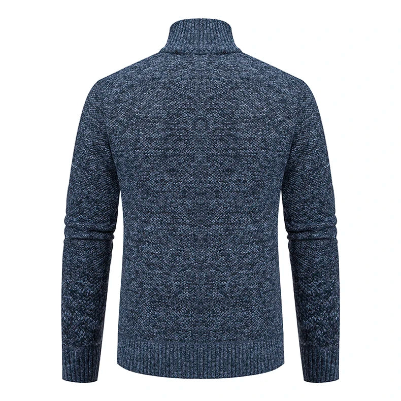 Autumn And Winter New Jersey Men's Casual Sports Coat Solid Color Stand Collar Wweater Grab Fleece Warm Zipper Cardigan