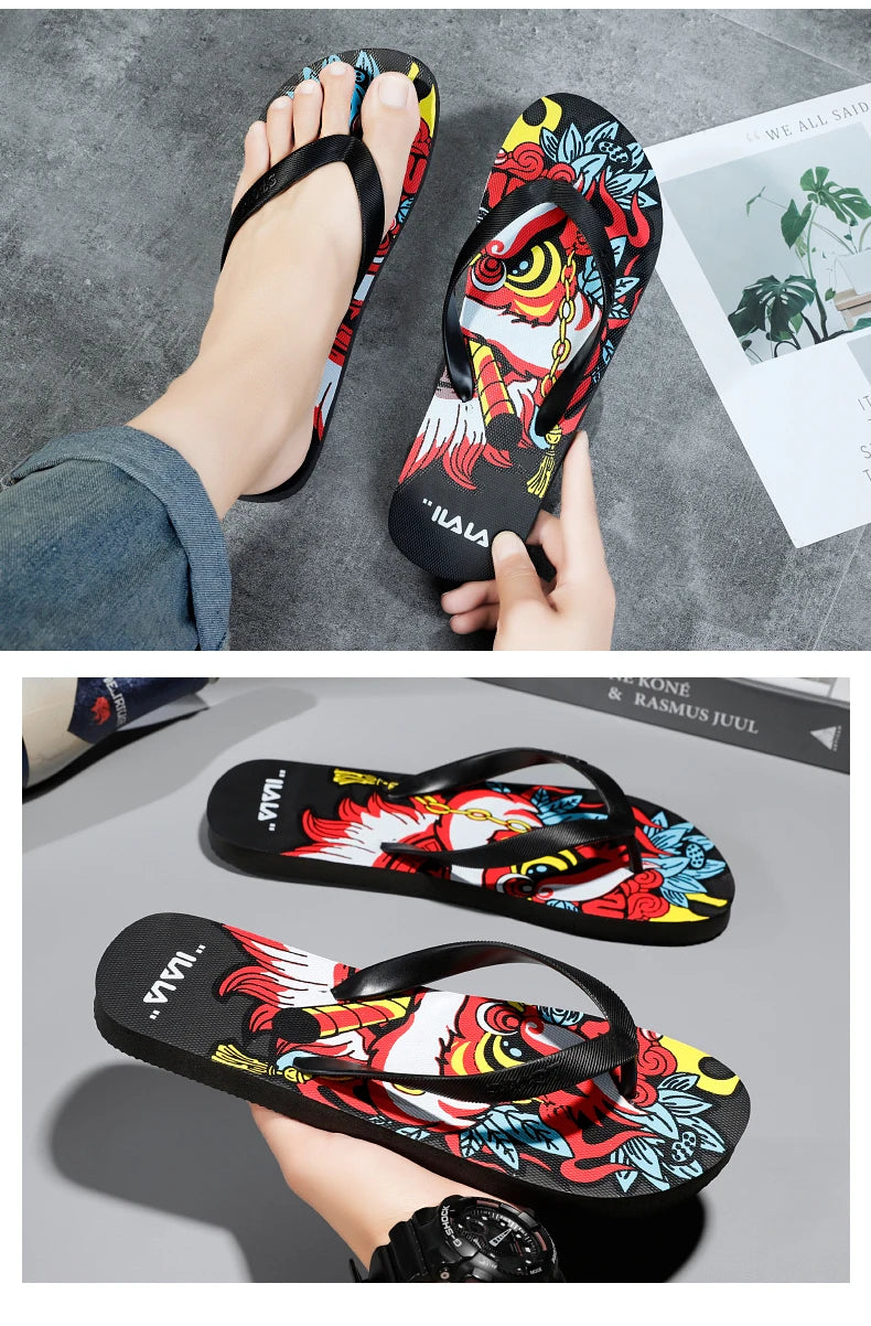 Flip Flops men's summer non-slip sandals men's foot clamp trend rubber abrasion resistant outer wear beach shoes slippers men