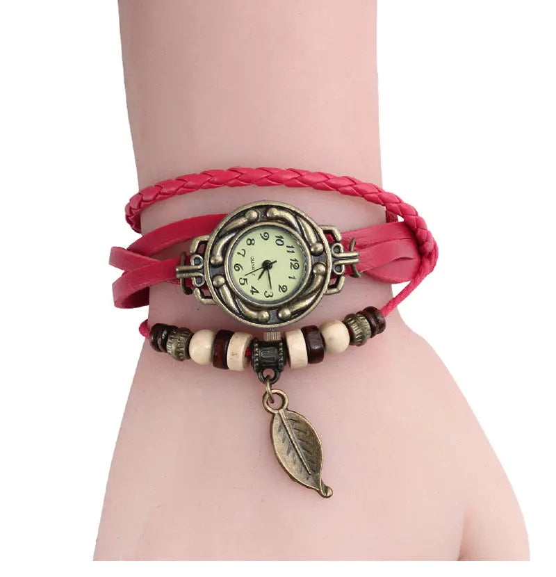 High Quality Women Genuine Leather Vintage Quartz Dress Watch Bracelet Wristwatches Watch Women Luxury Watch