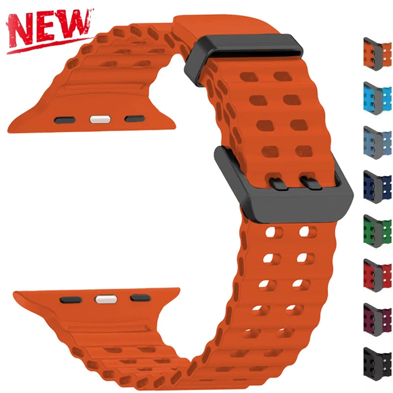 Silicone Strap for Apple Watch Ultra 3 49mm 46 45 44 42 38 41mm 40mm Sport Band for IWatch Series11 10 9 8 7 6 SE 5 4 3 2 Correa