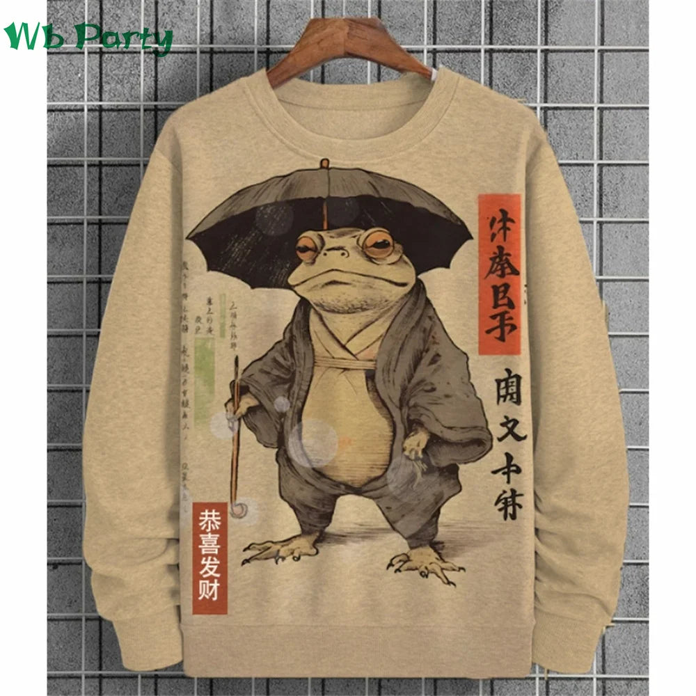 Fashion Animal Print Men's Clothing 3D Print Ukiyo-E Men's Long Sleeve T-shirt Animal Graphic T shirts Round Neck Mens Clothes