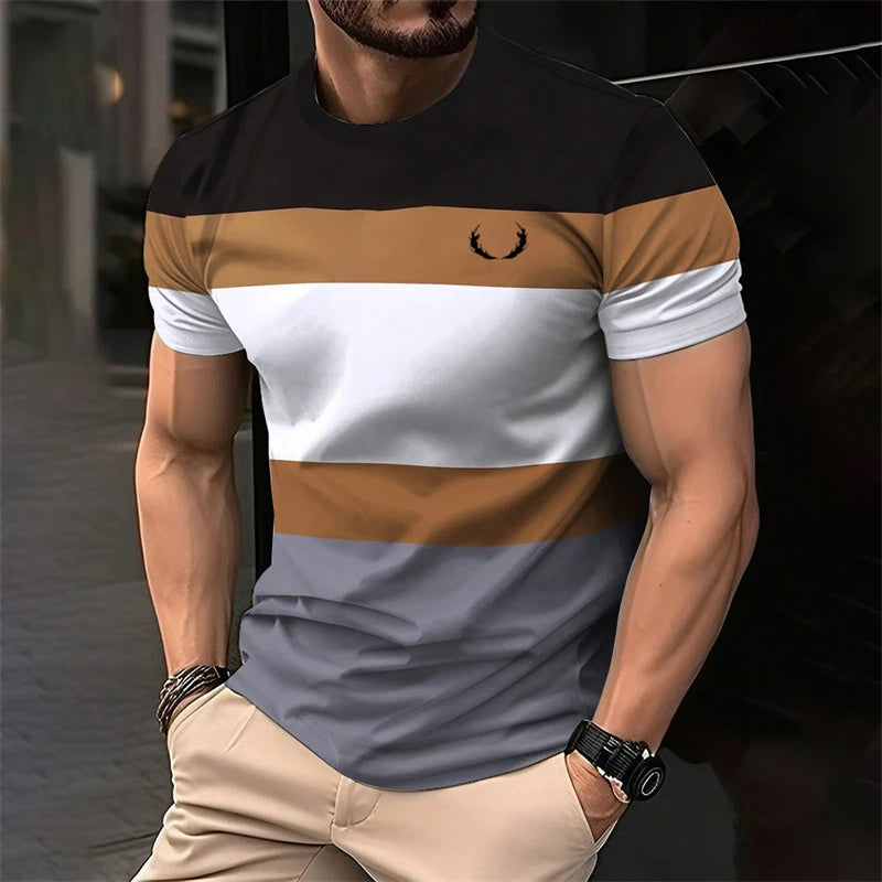 Simple Striped 3D Printed T Shirts For Men Fashion Summer Short Sleeve 3D Printed Kids T-shirts Casual Daily Wear Loose Tees