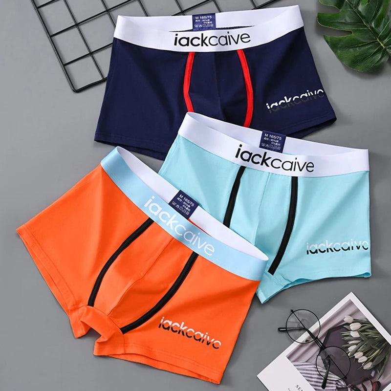 3Pcs Male Panties Cotton Men's Underwear Boxers Breathable Man Boxer Printed Underpants Comfortable Shorts Men Underwear M-3XL