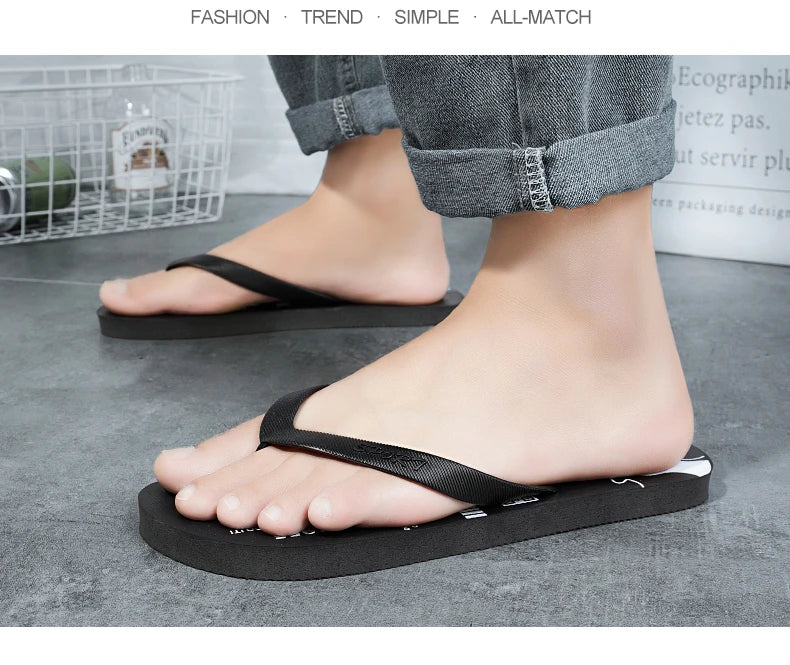 Flip Flops men's summer non-slip sandals men's foot clamp trend rubber abrasion resistant outer wear beach shoes slippers men