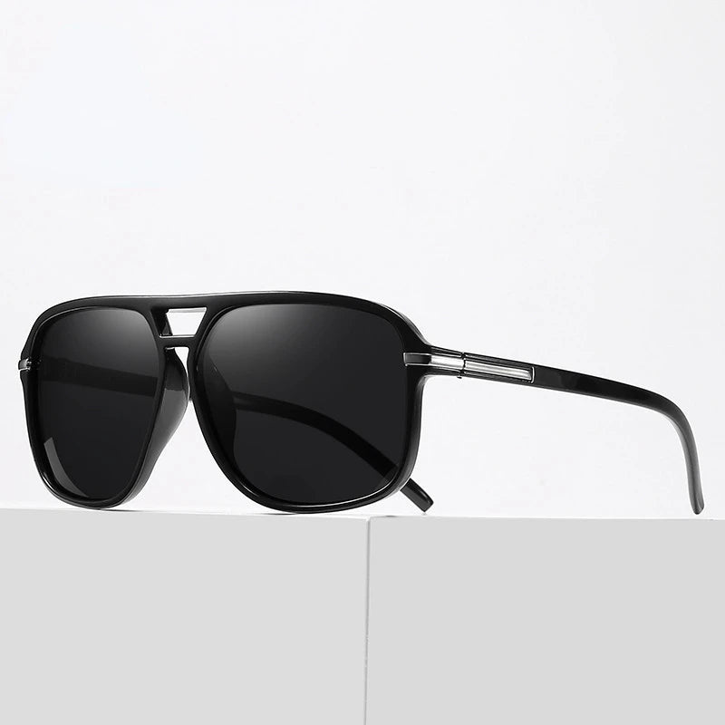 Polarized Sunglasses Men Fashion Double Bridge Square Frame Sun Glasses Brand Designer Unisex Driving Goggles Gafas De Sol UV400