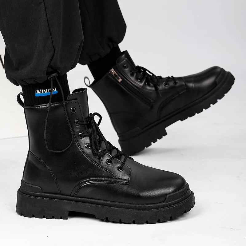 Men's Leather Boots Four Seasons Outdoor Casual Hiking Boots Retro Fashion Work Boots Thick Bottom Ankle Boots Anti-slip 2024