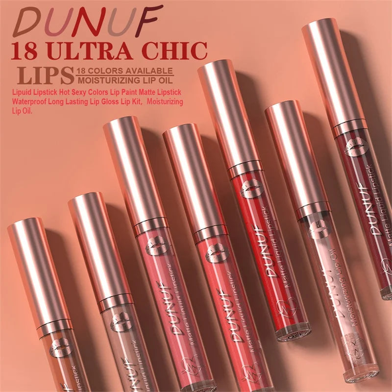 Matte Velvet Lip Gloss Dark Red Brown Lip Glaze Long Lasting Waterproof Liquid Lipstick Natural Moisturizer Transparent Lip Oil