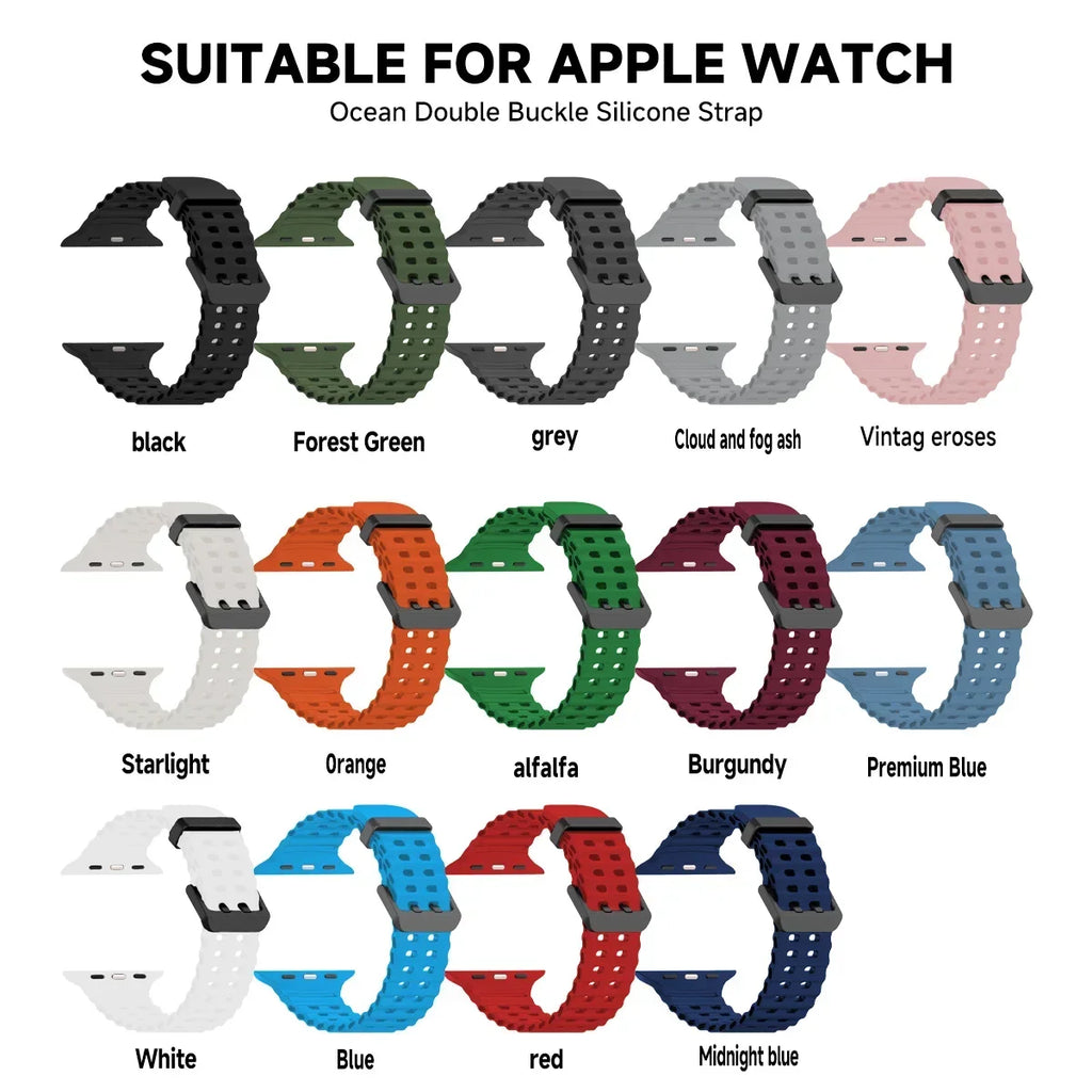 Silicone Strap for Apple Watch Ultra 3 49mm 46 45 44 42 38 41mm 40mm Sport Band for IWatch Series11 10 9 8 7 6 SE 5 4 3 2 Correa