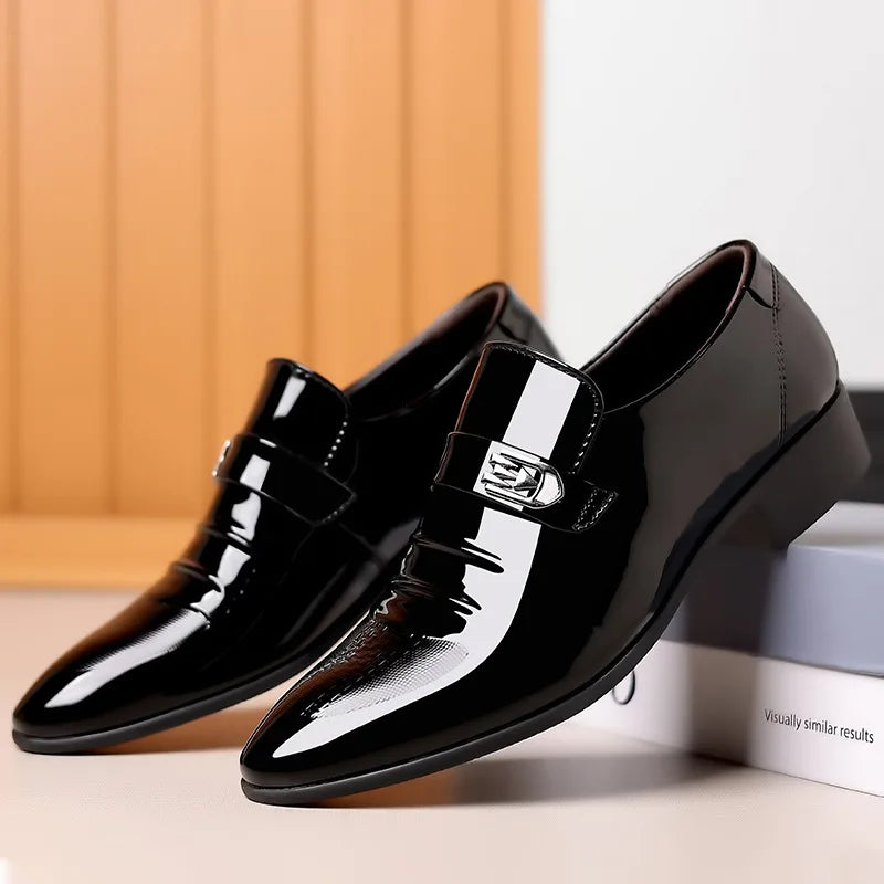 2025 New Men's Leather Shoes Fashion Business Mens Formal Shoe Plus Size Slip on Wedding Shoes Pointed Toe Summer Shoes for Men
