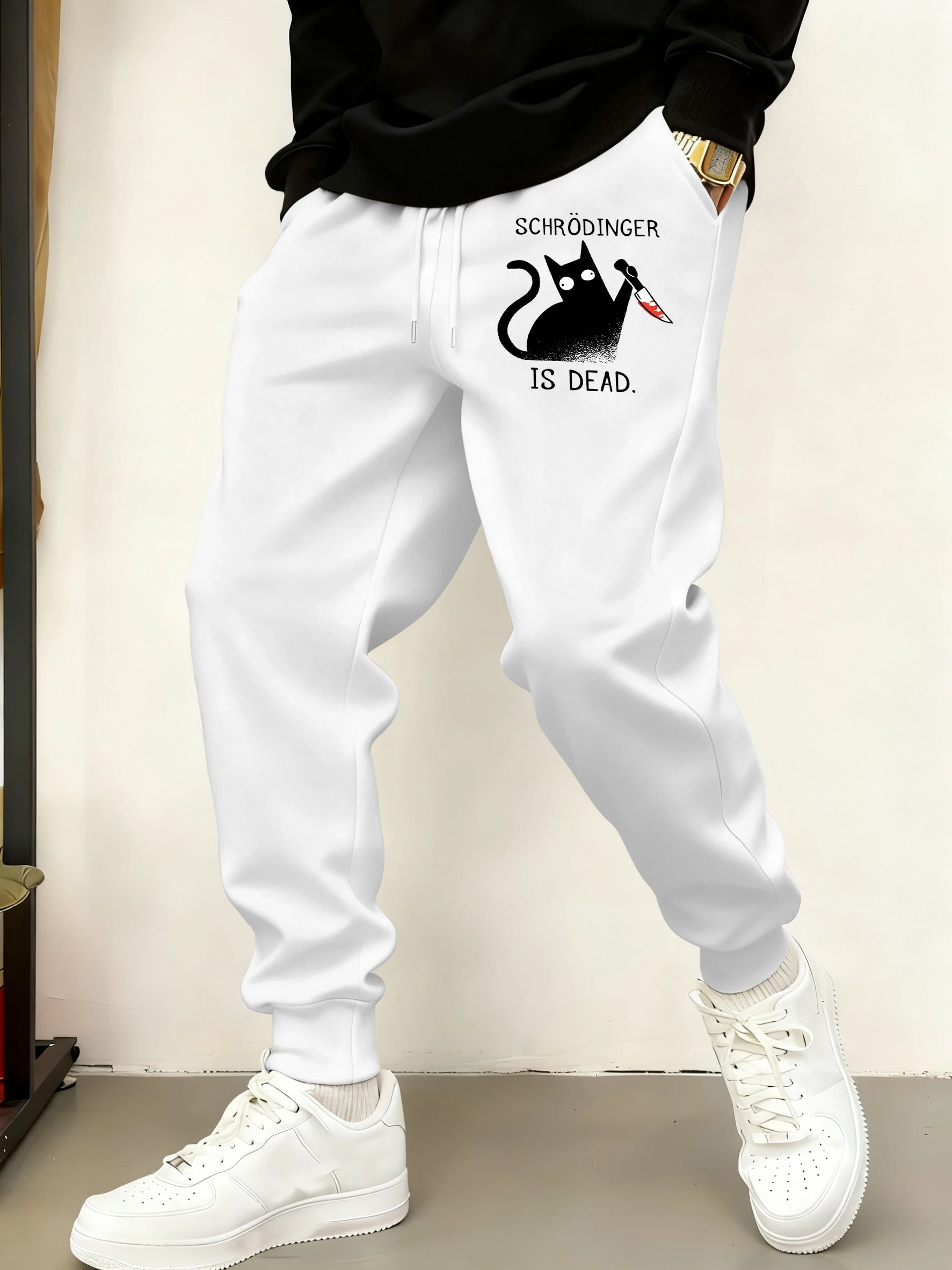 Schrodinger Cat Is Dead  Prints Man Long Pants Sports Warm Sweatpants 10 Colors Drawstring Trousers Joggers Fleece Britches