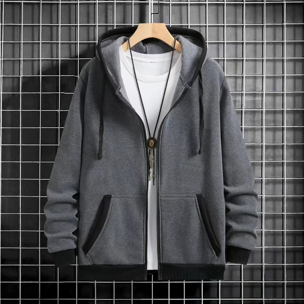 Thickened Men's Hooded Zipper Cardigan Casual Outerwear Fashionable Sweatshirt Autumn Winter New Arrival Cross-Border Style
