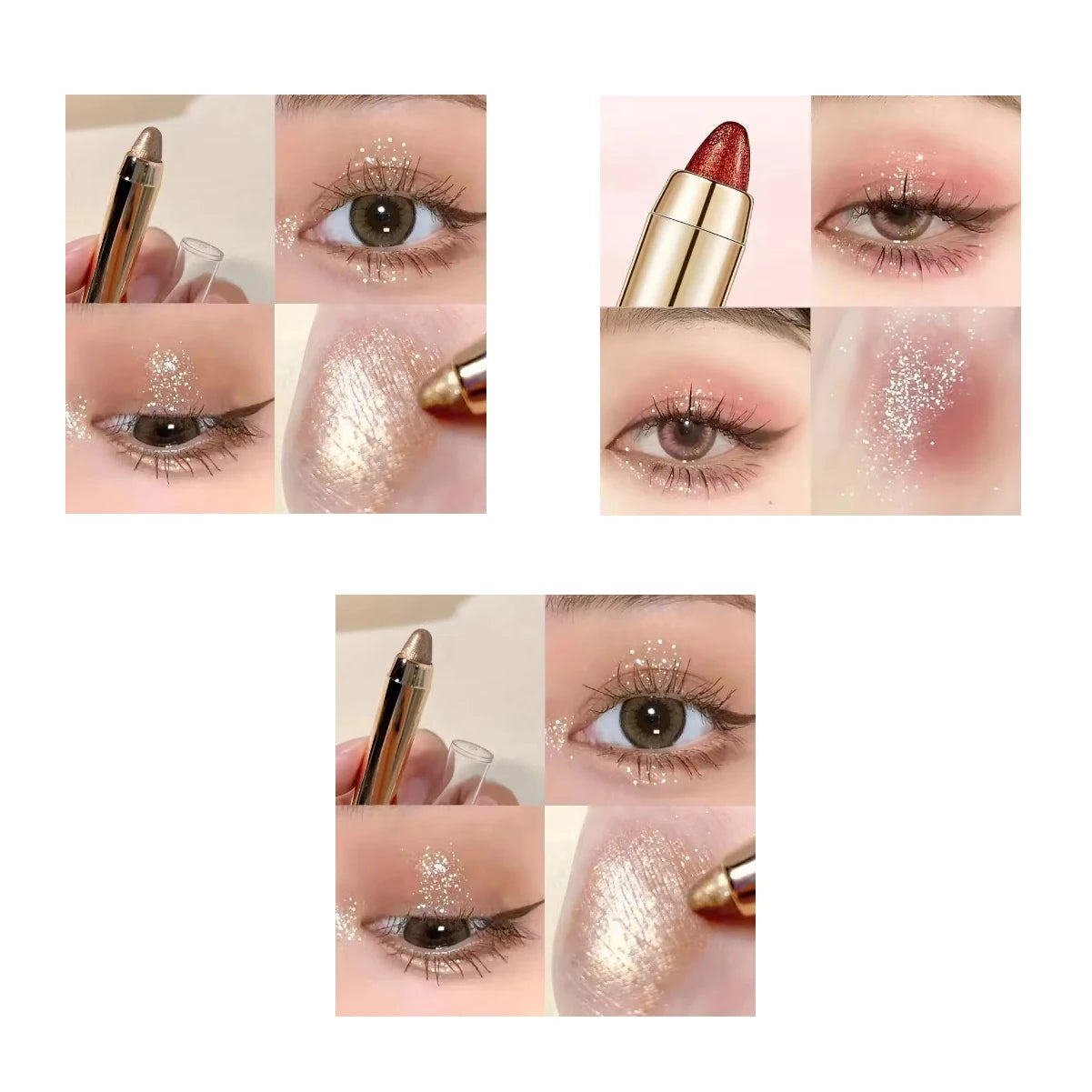 Double-sided Eyeshadow Stick - Highlighter & Brightening Pen with Pearly Glitter & Matte Finish