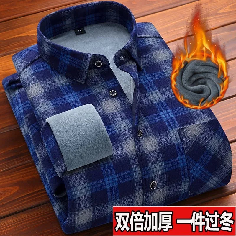 Autumn/winter Fashion Trend American Vintage Thickened Warm Plaid Shirt Men's Loose Large Size High Quality Long Sleeve Shirt