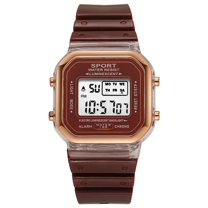 Fashion Brand Student Transparent Electronic Watch Candy Multicolor LED Ladies Sports Waterproof Wristwatch Clock Gift relógio