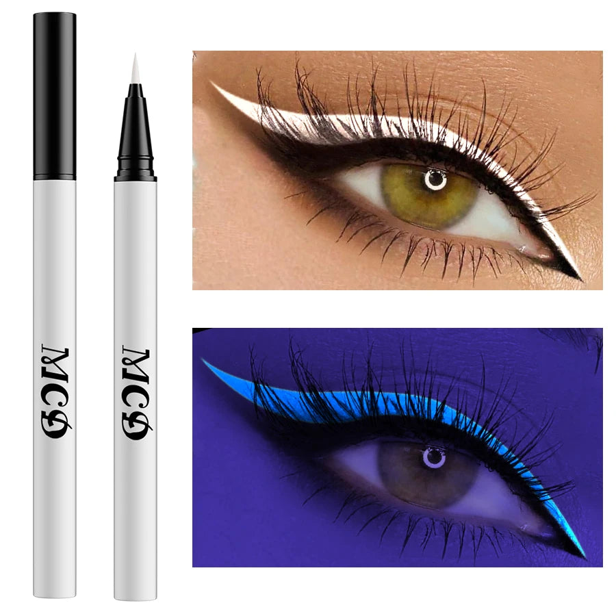 1PC UV Light Neon Eyeliner Pen Eyes Makeup Blue Green Waterproof Liquid Color Eye Liner Pencil Make Up Cosmetics Yellow Purple