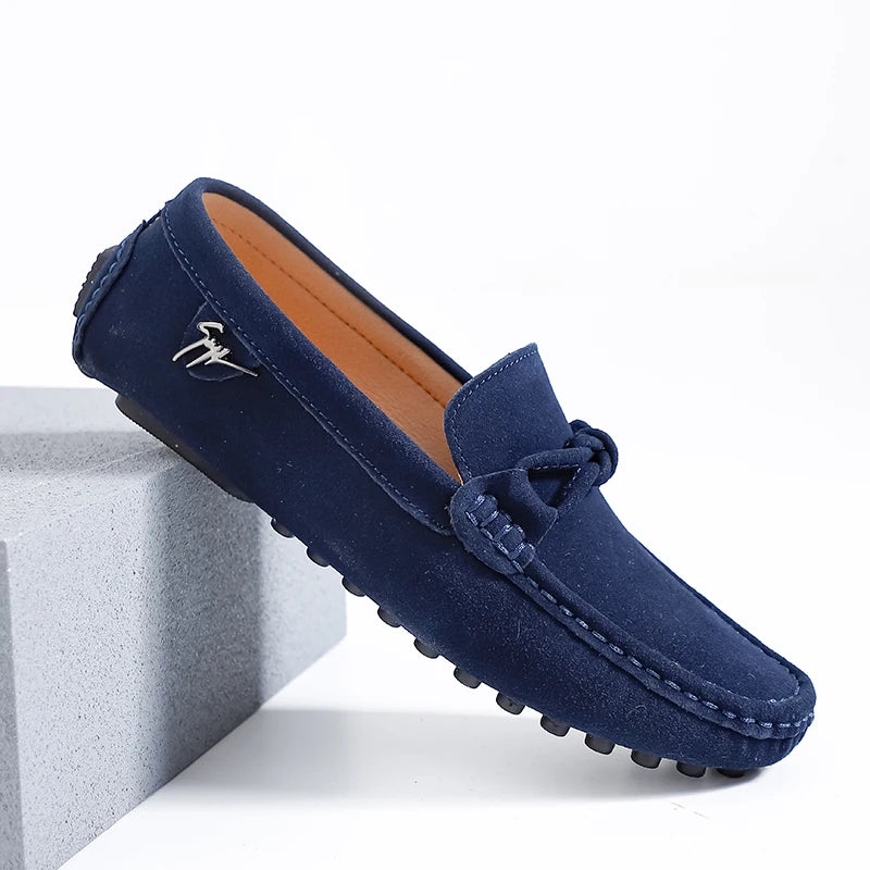 Suede Leather Men Loafers Handmade Slip-On Dress Shoes Comfortable Cushioned Insole Business Casual Shoes Man Driving Moccasins
