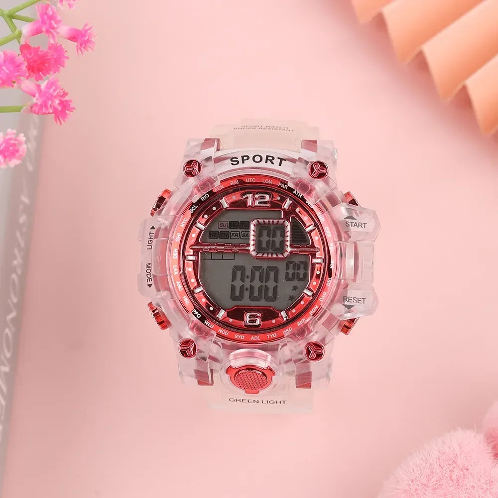 Outdoor Sport Transparent Digital Watch Men Women Alarm Clock 5Bar Waterproof Shock Creative Watches LED Display Wristwatch
