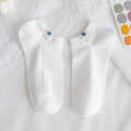 Solid Color White Short Socks Women Casual Cotton Breathable Low Cut Ankle Socks College Style School Students Kawaii Cute Socks