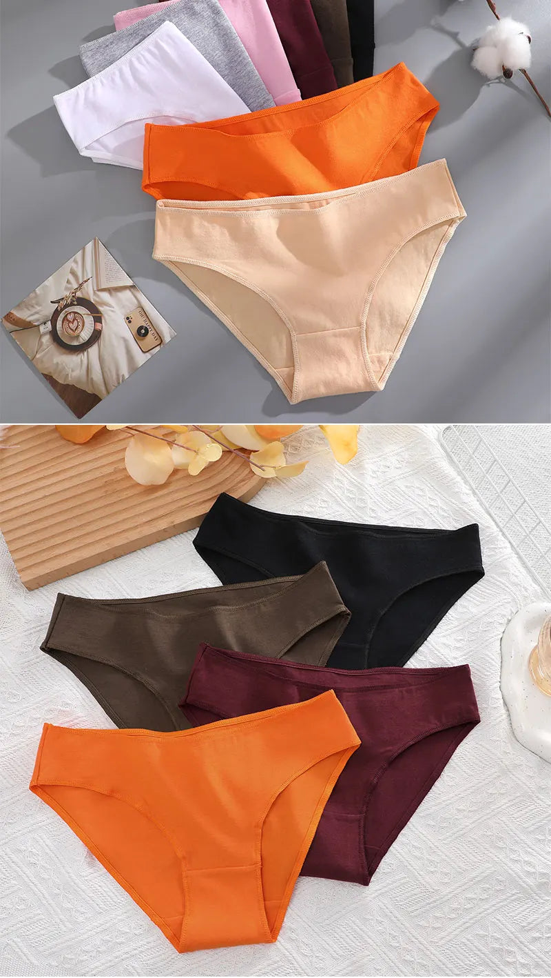 FINETOO 3PCS/Set S-XL Cotton Lingerie Panties Women Underwear Sexy Femme Underwear Women's Underpant Panty 8 Solid Color Briefs