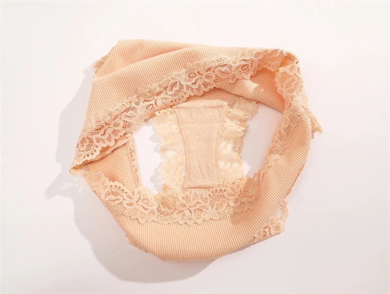 3PCS/Set Sexy Lace Cotton Panties for Women Flroal Lace Seamless Briefs Low Rise Lingerie Female Breathable Soft Underwear S-XL