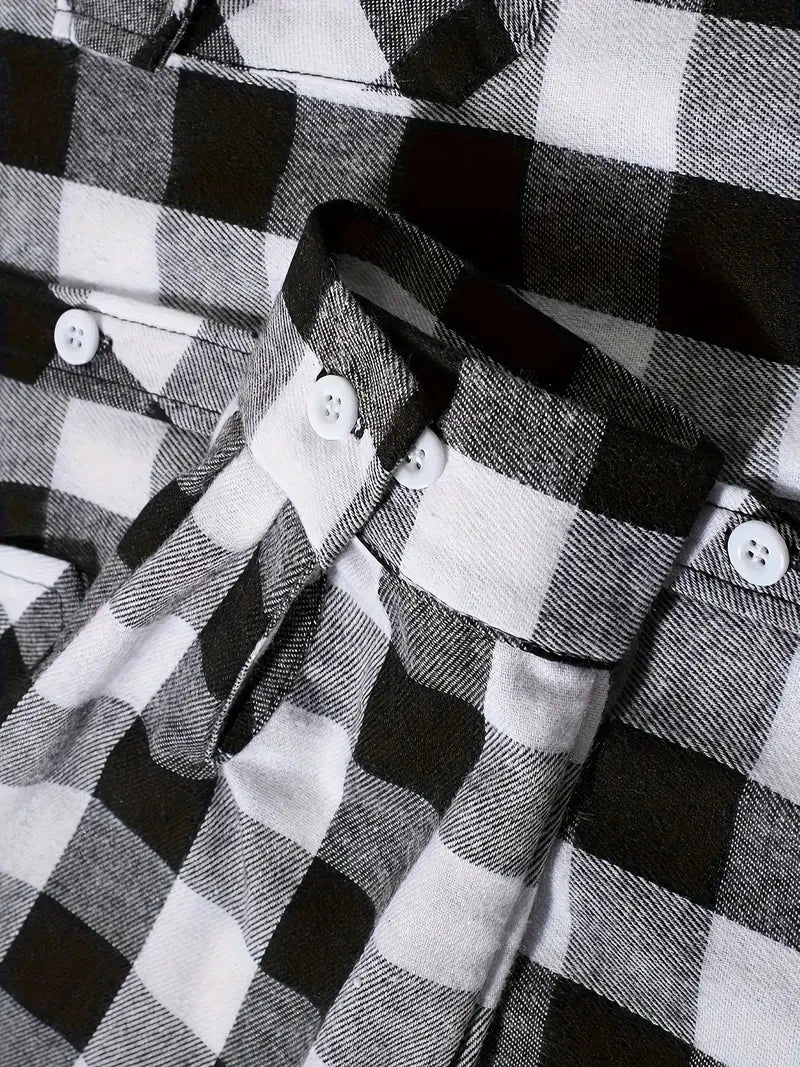 Spring and Autumn Fashion Cotton Long Sleeve Men's Shirt New Brushed Red Plaid Business Leisure Fit Flannel No iron