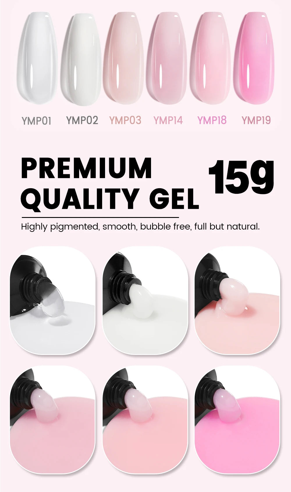 YOKEFELLOW 15g Jelly Extension Gel Nail Polish Nude Pink Clear Building Construct Extend Gel Soak Off UV LED Acrylic Gel Varnish