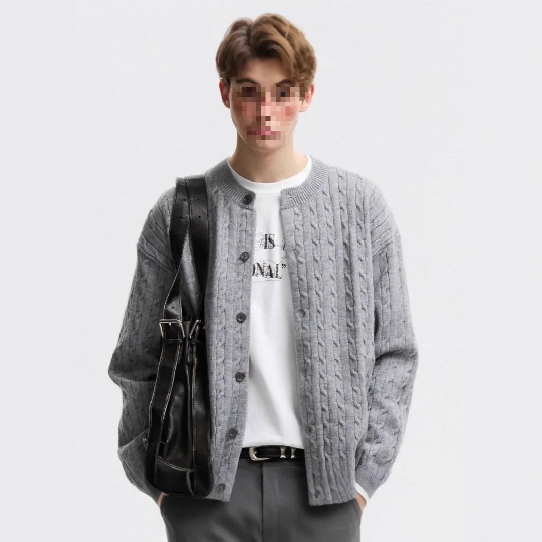 Pure Color Knitted Sweater Cardigan for Men And Women American Trendy Brand Texture Couple Knitted Outerwear Casual Long Slee...