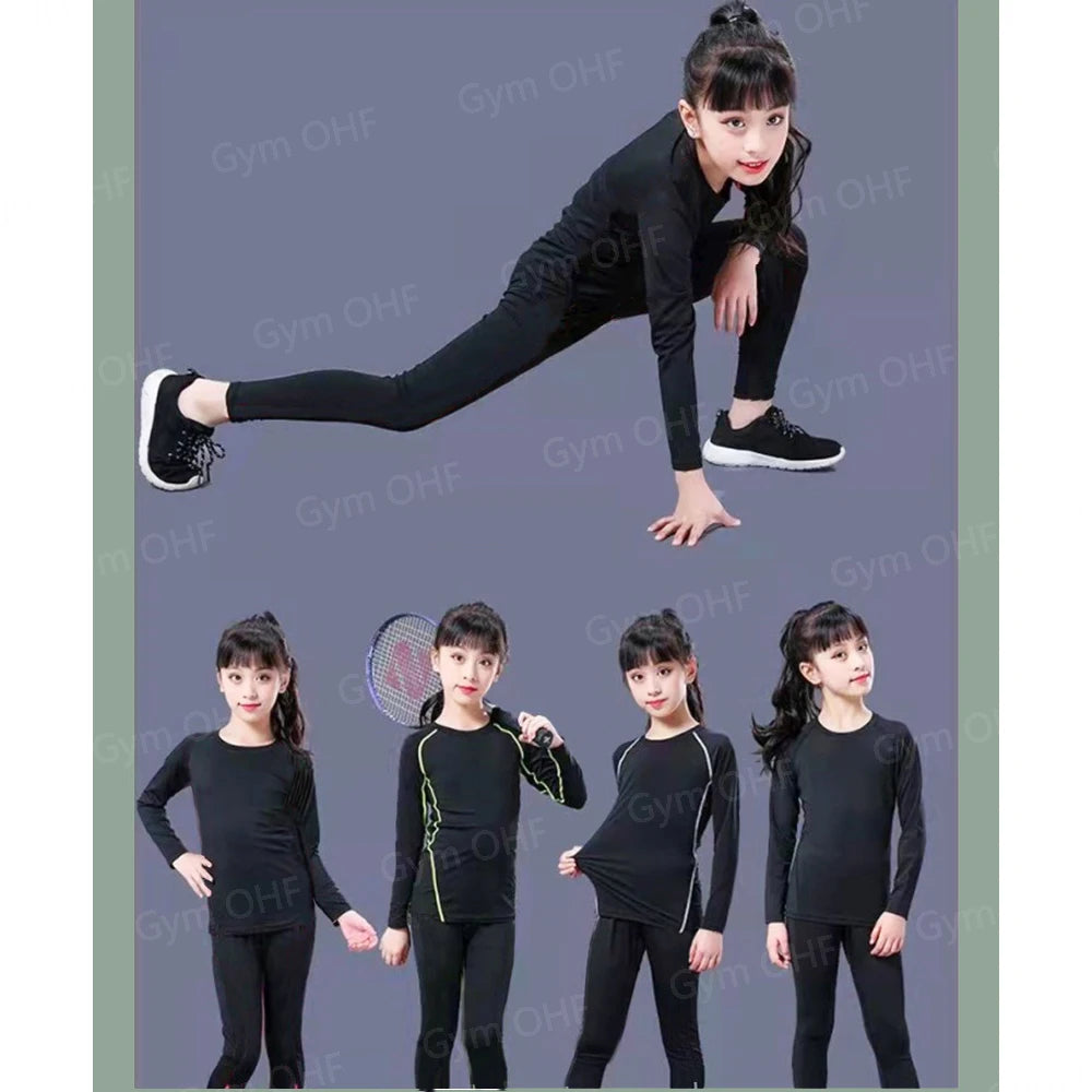 Kids Gym Trousers Brand Black Tights Girl Sport Leggings For Boys Pants Fitness Running Quick Dry Children Yoga Training Bottoms