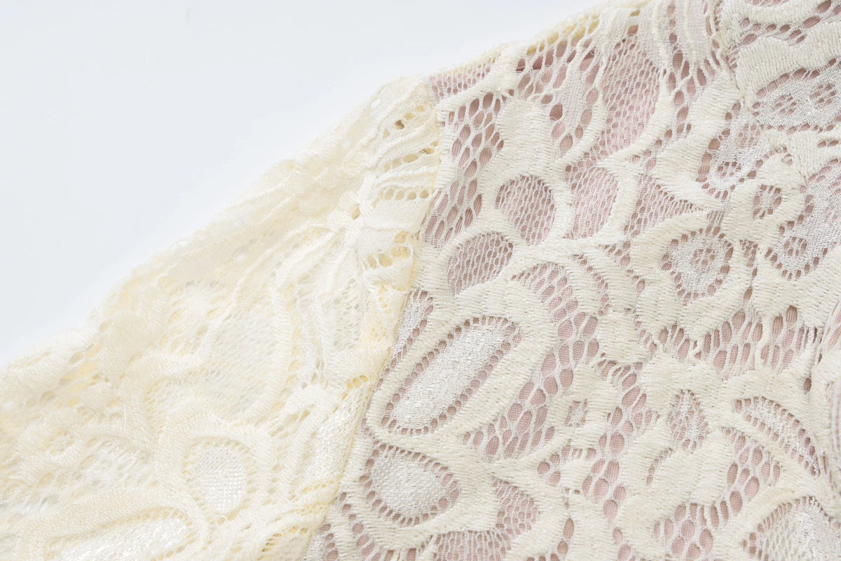 Hugcitar Turtleneck Long Flare Sleeve Patchwork Lace Hollow Out Button Sexy Mini Dress 2025 Spring Women Clothes Party Nightclub