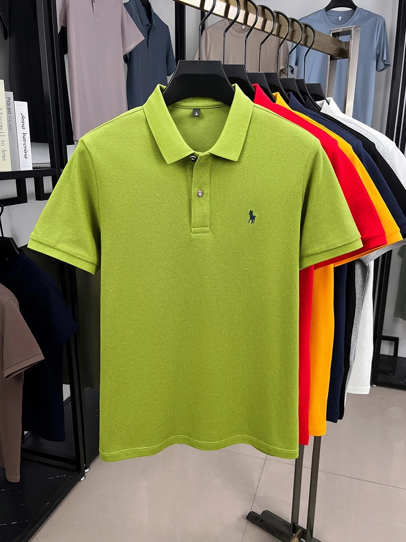 Premium Luxury Brand Men's Polo Shirt Lapel Horse Embroid Short Sleeve 100Cotton T-Shirt Business Office Golf Summer Men's Wear