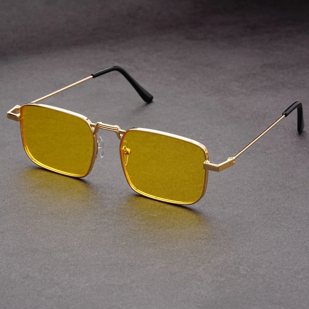 Fashion Rectangle Sunglasses Men Women Vintage Square Driving Sun Glasses Luxury Brand Metal Frame Eyewear Lentes De Sol Hombre