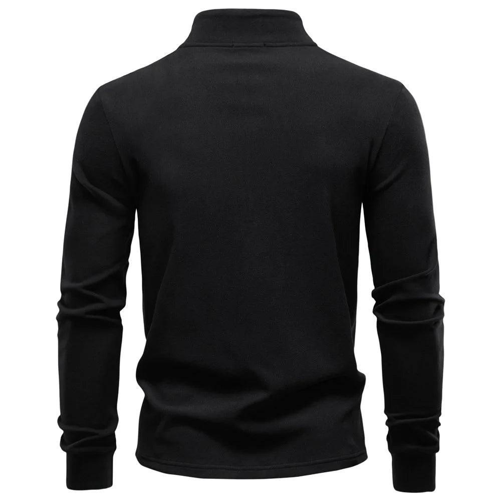 2025 New Men Stand-Up Collar Half-Zip Soft Shell Sweatshirt Long Sleeve Breathable Warm Pullover Casual Streetwear Jacket‌
