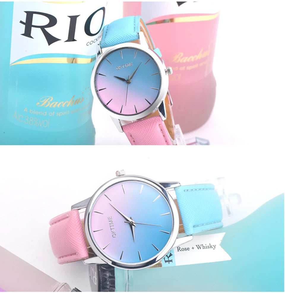 BK25 Fashionable Men watch color dual splicing Women watch waterproof simple quartz watch couple watch  gift watches for man