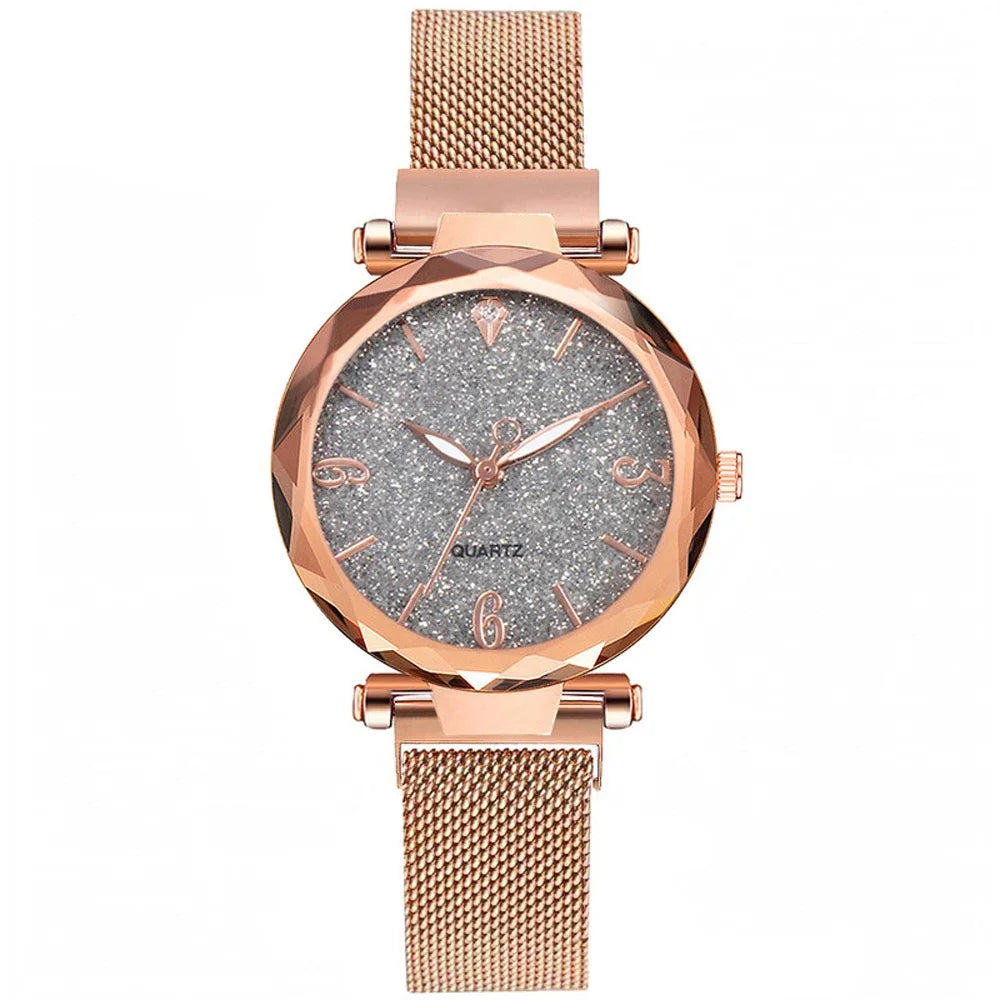 Women Watch  Top Brand Luxury Magnetic Starry Sky Lady Wristwatch Mesh Female Clock Rose Gold Relogio Feminino