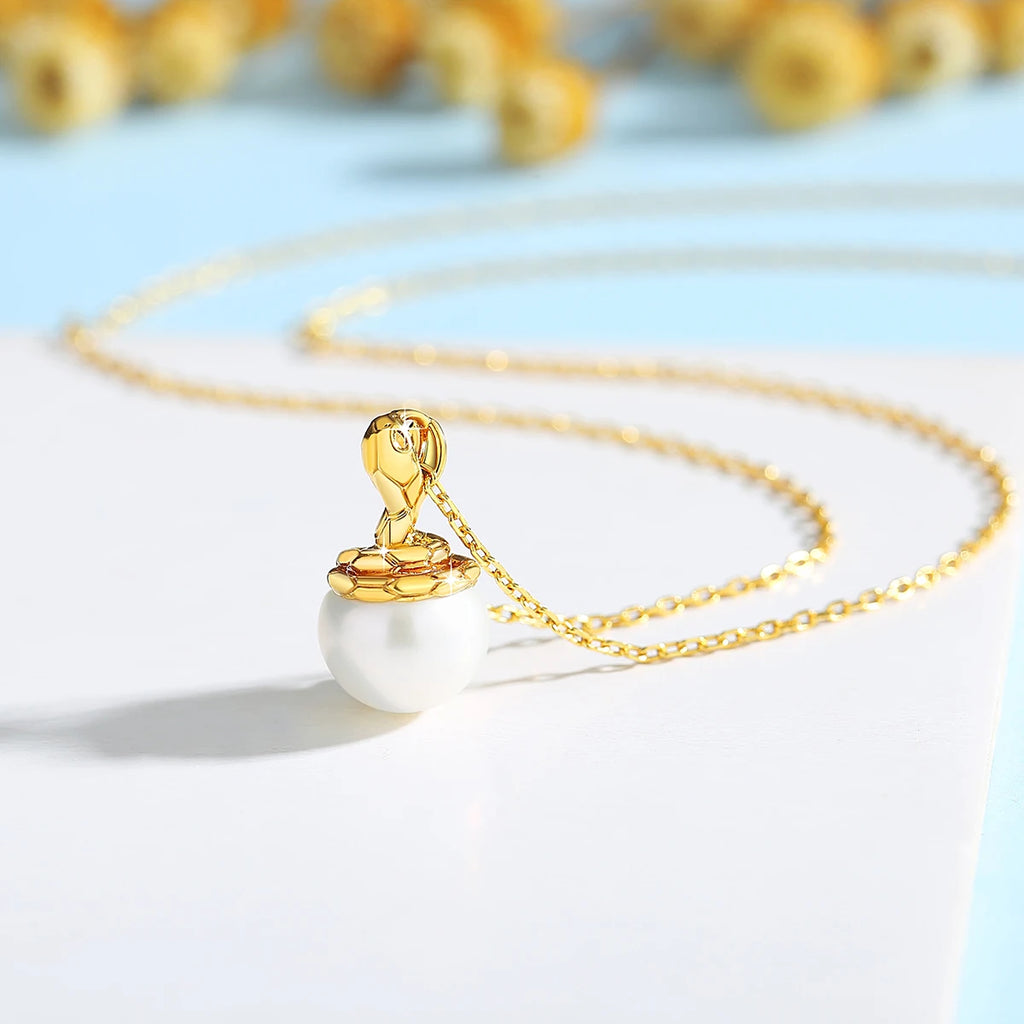 100% Pure 18K Gold Pendant Natural Freshwater Pearl Necklace Au750 Round Jewelry Suitable for Women Wedding Parties Popular Gift
