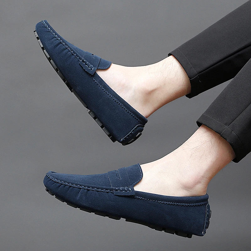 Suede Leather Mens Loafers New Fashion Walking Shoes New Comfy Man Drive Flats Classic Original Style Men Casual Shoes Moccasins