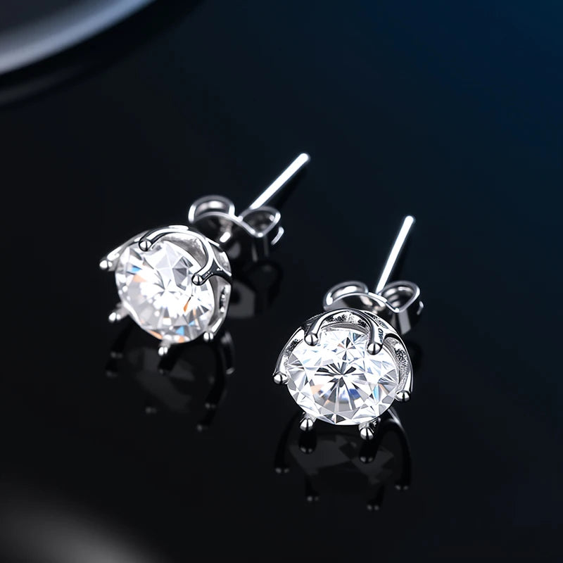 100% Earrings Moissanite for Women Pass Diamond Test Pen Ear Studs 925 Sterling Silver Fine Jewelry