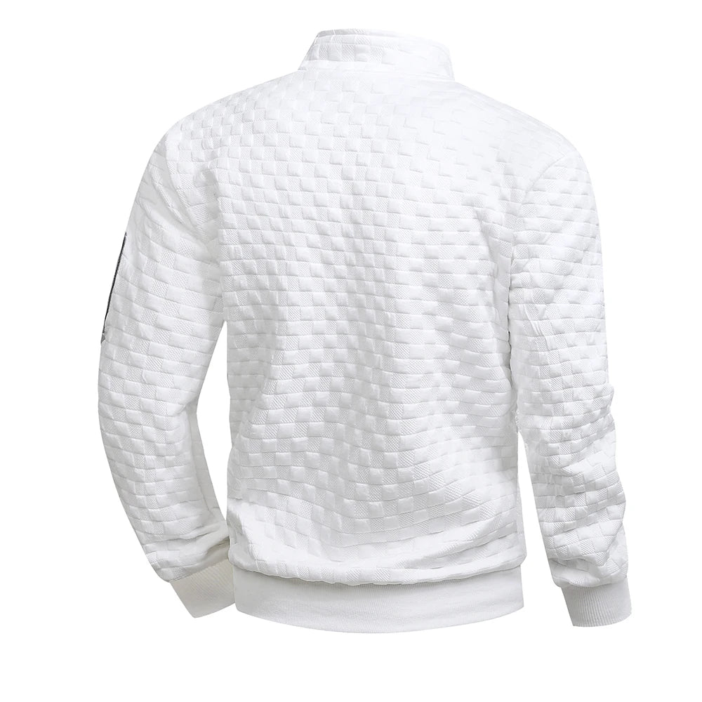 Men's Quarter Zip Sweatshirts Casual Fall Mock Neck White Loose Pullover Long Sleeve Solid Graphic Zip Up Sweatshirt