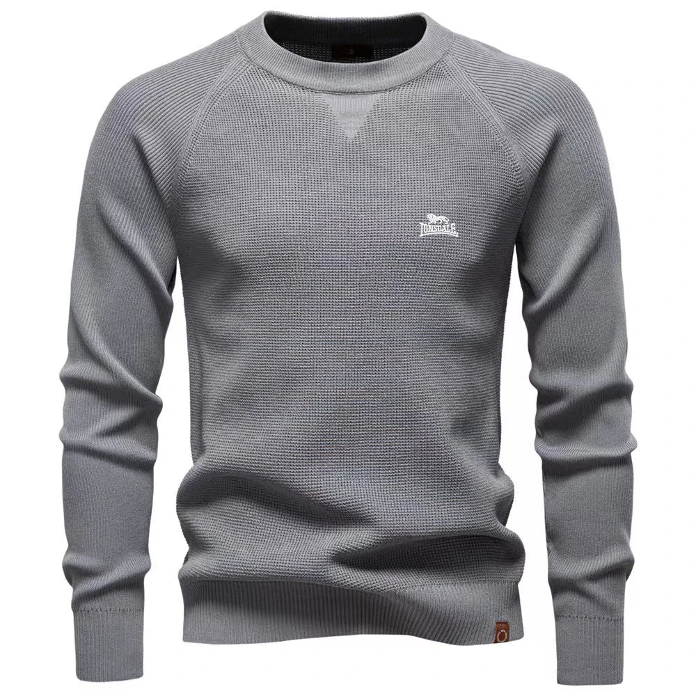 2025 autumn and winter new round-neck fashionable pure-color sweater for men, high-quality business casual knitted men's sweater