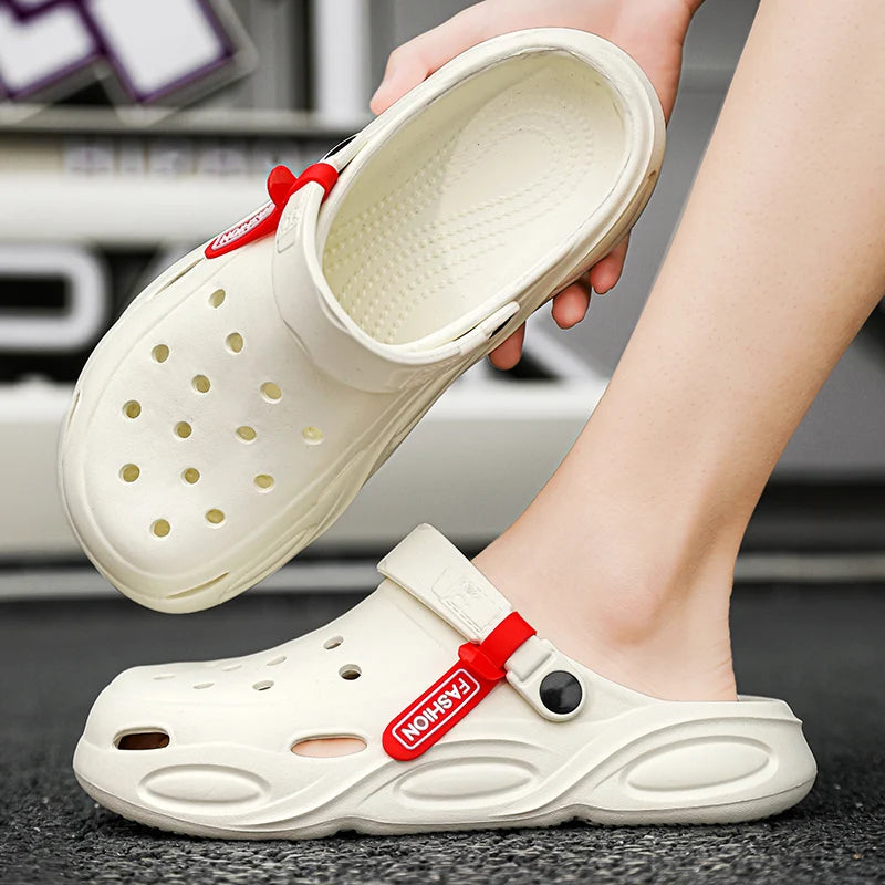 2024 New EVA Men's Clogs Shoes Lightweight Plastic Clog Male Fashion Letters Beach Working Sandals With Men Clogs& Mules