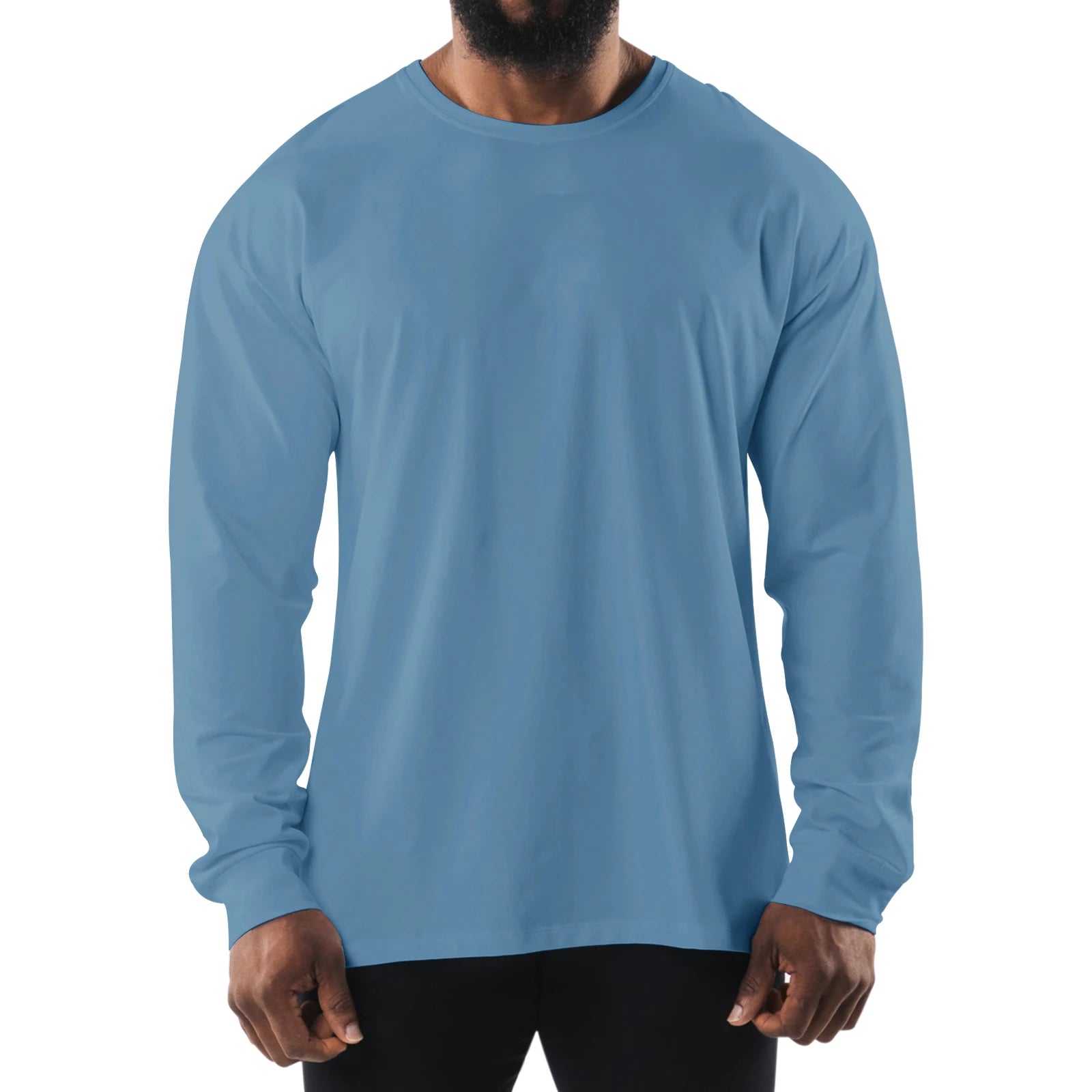 Men's T Shirt Long Sleeve Crewneck Tee Shirts Classic Loose Fit Workout Tops for Men Gym Clothes S-XXL