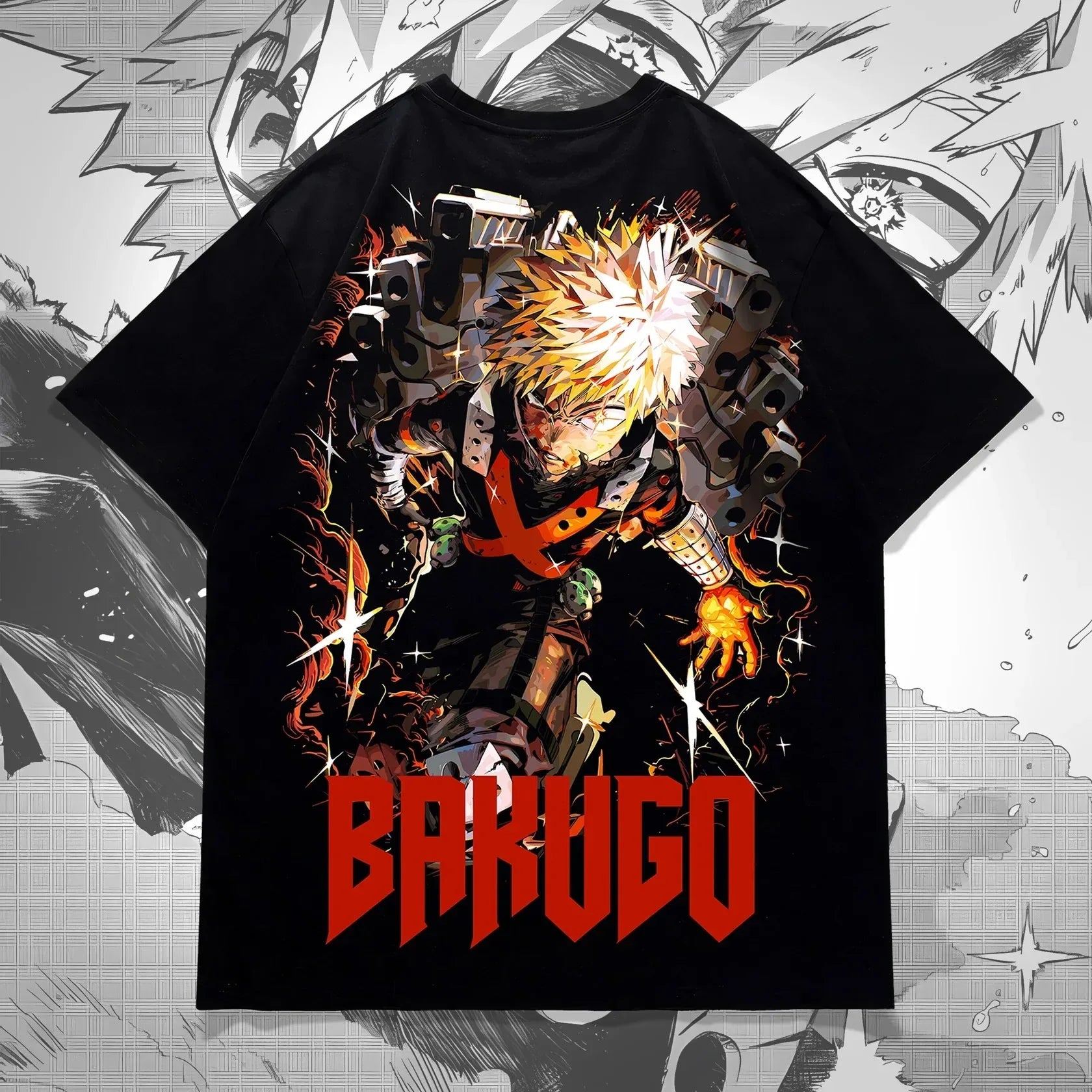 My Hero Academia Anime T-shirt Katsuki Bakugo Hip Hop Vintage Washed Oversized T Shirt Men Women Clothes Cotton Short Sleeve Tee