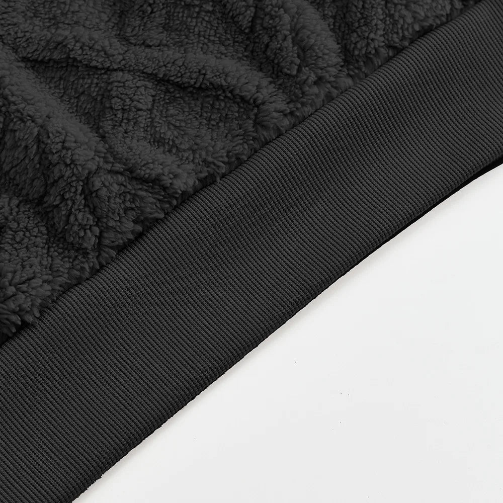 Autumn and winter leisure men's high street jacquard double-sided velvet hooded sports trend pullover sweater jacket