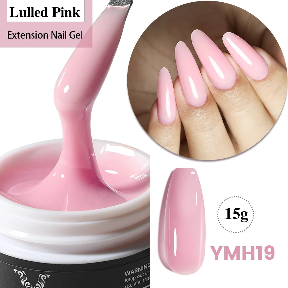 YOKEFELLOW 15g Jelly Extension Gel Nail Polish Nude Pink Clear Building Construct Extend Gel Soak Off UV LED Acrylic Gel Varnish